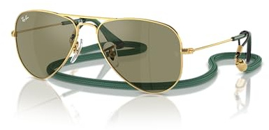 RAY-BAN Lunettes de soleil pilotes unisexes pour enfants avec verres verts et protection UV – 0RJ9506S223/6R52, Doré, 52 mm