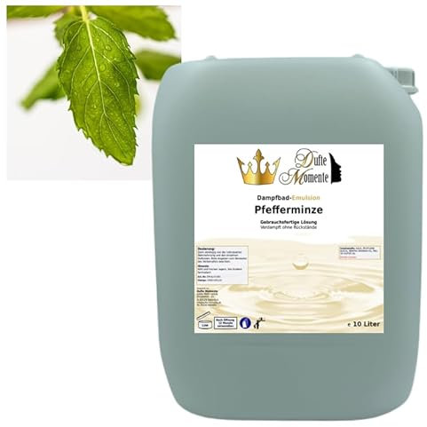 Dufte Momente | Dampfbad Emulsion 10 Liter Pfefferminze | geprüfte Qualität | mit naturreinen und natürlichen ätherischen Ölen | gebrauchsfertig | vegan und ohne Tierversuche