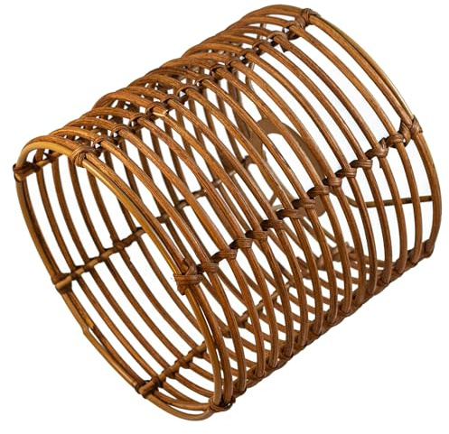 Runder Rattan Lampenschirm Boho,Lampenschirm für Tischleuchte,Hänge- und Stehleuchte,alle Innenräume, Durchmesser 16 cm (1, Braunes Rattan)