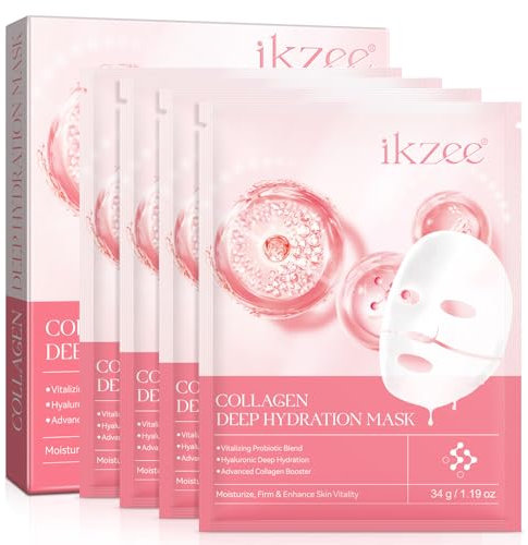 Mascarilla facial de colágeno 4 piezas, mascarilla de colágeno biológico para la noche, mascarilla facial de colágeno profundo para la noche, mascarilla facial para el cuidado de la piel para la noche