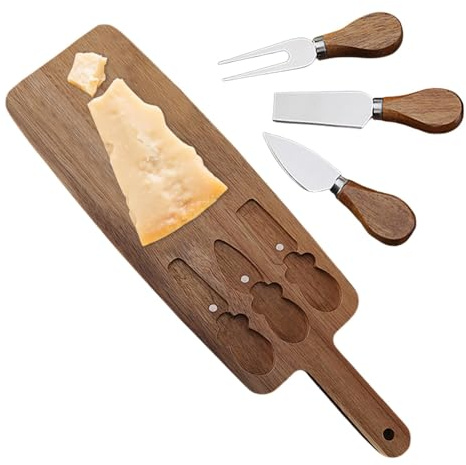 Ostbräda med handtag, charkuteribräda i trä Serveringsfat osttallrik set | Ostfat, serveringsbrickor med ostverktyg för , inflyttning, jul, bröllop