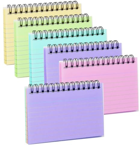 Karteikarten 300 Stück, Linierte Karteikarten 8x13cm, 5 Farben Lernkarten mit Spiralbindung, Mehrfarben Lernkarten Flashcards für Schulsachen, Lernen zubehör