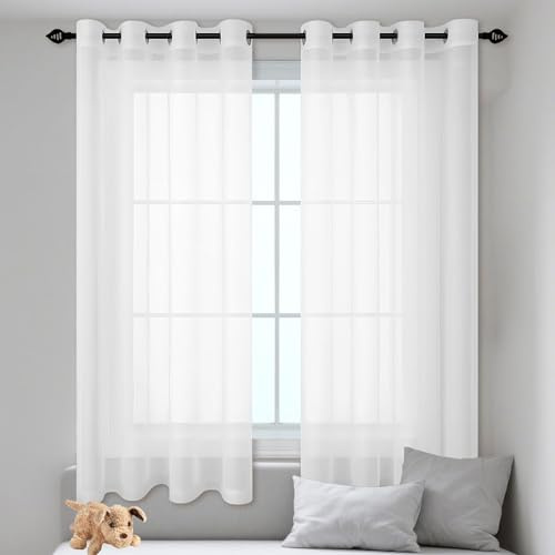 GOUER Cortinas Ojales 250 x 240 cm con Ojales Cortinas Largas para Salon Monocolo para Dormitorio Matrimonio, Blanco