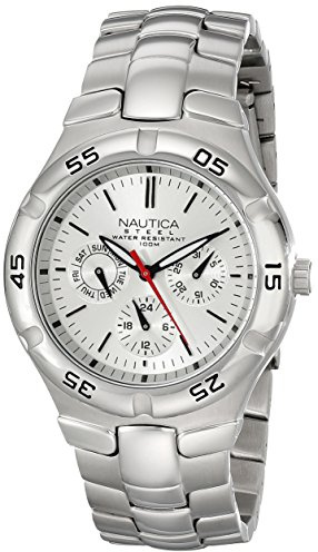 Nautica N10074 - Reloj de Pulsera de Acero Inoxidable Plateado para Hombre