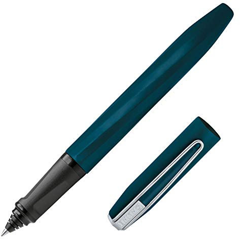 ONLINE Rollerball Slope, Patronen-Roller Strichstärke M, für Standard-Tintenpatronen, ergonomisches Griffstück, für Rechtshänder und Linkshänder, Rollerballspitze, für Schule und Büro, Midnight Blue