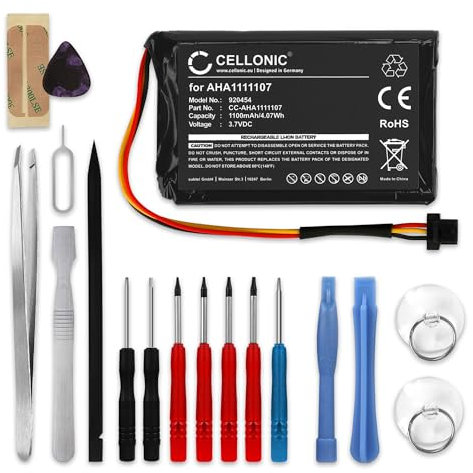 CELLONIC, Battery for Navigation, compatible with TomTom Go 600, 620 (2016), Essential, World, P6 (3.7V, 1100mAh) + Tool set
