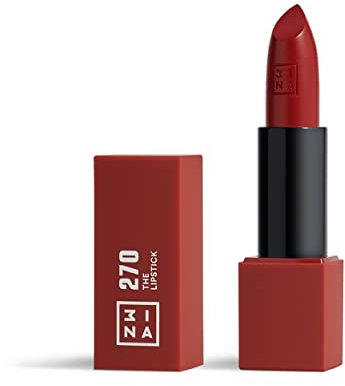 3INA MAKEUP - The Lipstick 270 - Dunkelrot Matte Lippenstift - Matt Lippen-Stift mit Vitamin E und Shea Butter- Langanhaltender Hochpigmentiert Creme - Vanille-Duft - Vegan - Cruelty Free
