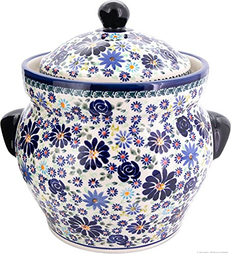 Bunzlauer Keramik 4 Liter Gärtopf mit Wasserrinne Mehrzwecktopf Keramiktopf Einlegetopf Sauerkrauttopf Gurkentopf Rumtopf (Dekor DU126)