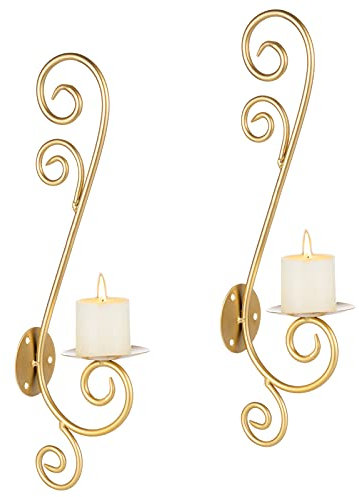 Sziqiqi Bougeoir Chandelier Mural De Style Vintage, Chandelier en Fer Créatif, Décorations Murales De Jardin De La Maison, Chandelier Mural, Or