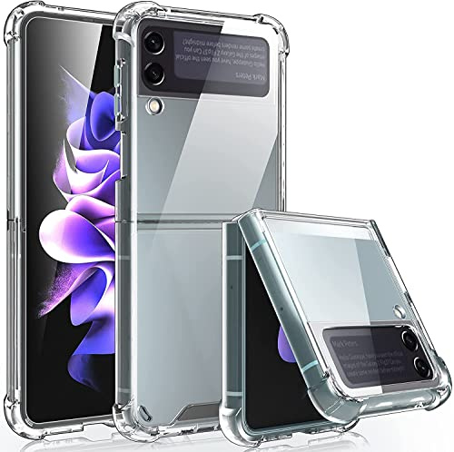 WEYNR Compatibile con Cover Samsung Galaxy Z Flip 3 5G, Sottile Custodia Rigida PC,Trasparente Flexible Silicone Case Cover per Samsung Galaxy Z Flip 3- Crystal Clear