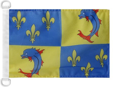 AZ FLAG - Drapeau Province du Dauphiné - 45x30 cm - Pavillon Nautique Dauphinois - France Spécial Bateau Et Extérieur En Maille Bloquée Avec Anneaux Plastiques Intégrés - 30g