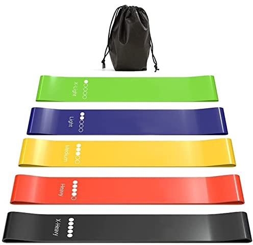Newaner Elastique Musculation Sport, 5 Bande Elastique Fitness Musculation avec Differents Niveaux de Resistance, Bande de Resistance avec Un Sac Utilisees pour Le Pilates, Yoga, Physiotherapie