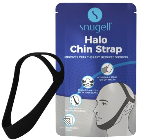 Snugell hakrem i halo-stil | Justerbar rem | Förhindrar öppning av munnen | Förbättrar CPAP-terapi | Minskar snarkning