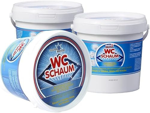 Sauber Meister WC Schaumreiniger – Extra starker WC Schaum in Pulverform für gründliche Sauberkeit – Entfernt hartnäckigen Kalk & Urinstein – WC-Reiniger extra stark – 3 x 1000g