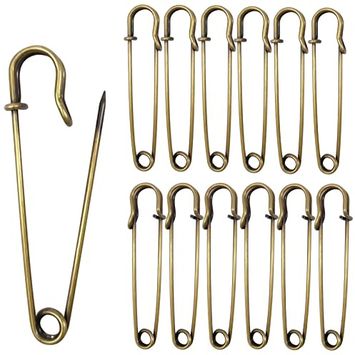 Urmspst Spille di sicurezza (2022 New), spille di sicurezza grandi 7,5 cm, confezione da 30 pezzi, per vestiti, coperte in pelle, artigianato, gonne, kilts, spille di sicurezza extra large (bronzo)