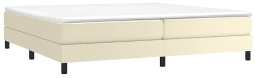 vidaXL Boxspring-sängram gräddvit 200x200 cm konstläder, dubbelsäng, säng, säng ram, dubbelsängar, sängar, säng ramar, resårmadrass, resårmadrasser
