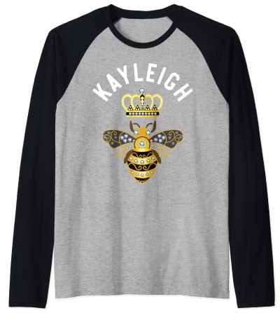 Kayleigh Name Kayleigh Birthday Queen Crown Bee Kayleigh Raglan Baseball Tee