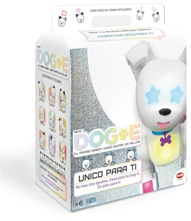 Bizak 61851691 Dog-e Perro Robótico Interactivo, con Millones de Combinaciones Distintas, Anda, Ladra, Reconoce Voz, con Sensores, Lanza Mensajes con su Cola, Combinación de Colores Personalizable