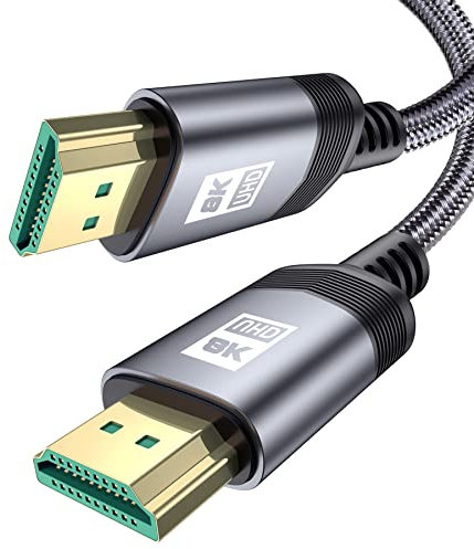 MAXGROUP Câble HDMI 2M, Câble 2.1 HDMI [8K@60Hz，4K@120Hz，48 Gbps] Ultra High Speed HDMI Cable Tressé Supporte 3D/ Retour Audio Compatible avec Roku,Projecteur,Blu-Ray,PS5,Xbox/Fire TV