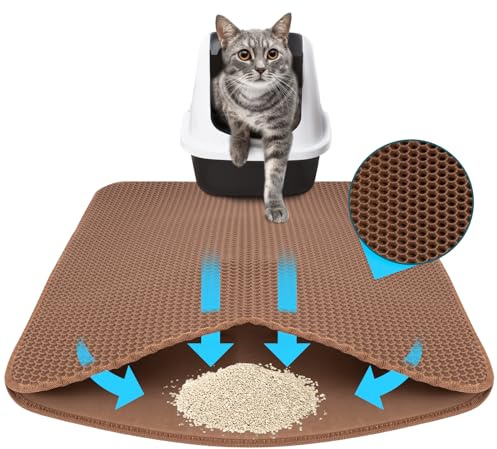 KARAT Tappetino per lettiera per Gatti, XXL, 76 x 61 cm, Impermeabile, per lettiera per Gatti, Protegge Il Pavimento dalla lettiera per Gatti, Tappetino per Gatti (Charly) (Marrone)