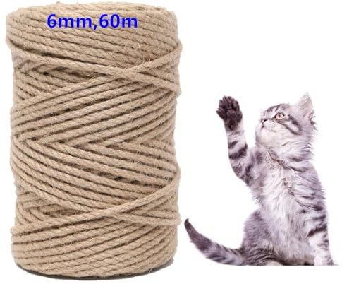 Parain Sisal Rope for Scratching Post Cat Tree Natural Sisal Rope 6 mm 60 m