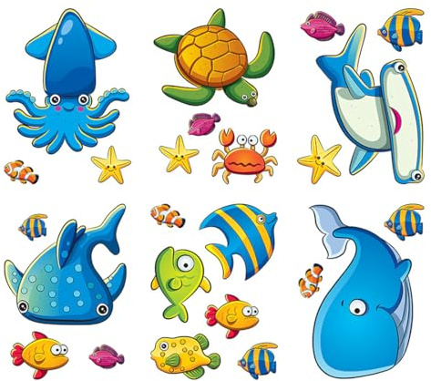 LuLiyLdJ Anti Rutsch Badewanne, Antirutsch Aufkleber, Anti-Rutsch-Badewanne Aufkleber, große selbstklebende Aufkleber für Kinder für Dusche und Badewanne, Meeresmotiv, 24 Stück