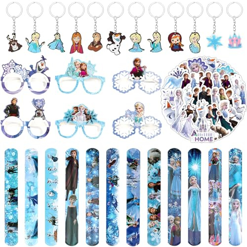 Powmag 86 Pcs Elsa Party Set, Giocattoli Gadget Festa Compleanno, Set di Bomboniere per Feste di Compleanno Ragazze, Accessori Set Regalo di Compleanno per Bambini Festa (B)