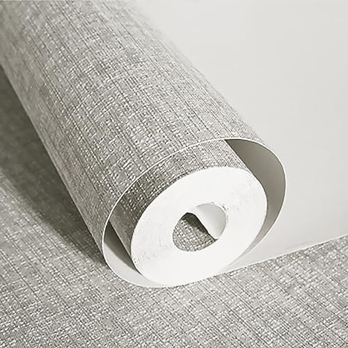 Cathpetic Wallpaper Grey Linen 9.5m×0.53m,Modern Wallpaper Roll for Living Room Bedroom Kitchen Front Room,Non Woven Fabric Wallpaper Simplicity Abstract
