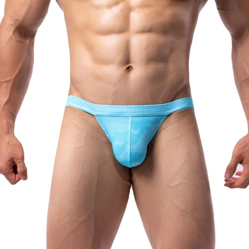 Summer Code Slips Calzoncillos de Micro Mesh para Hombre Talle Bajo Ropa Interior Briefs Transpirables y Suave, Cielo Azul, M