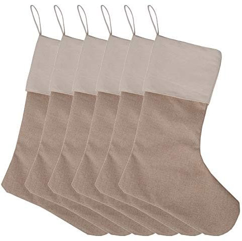 JiJiRuDU Sackleinen Weihnachtsstrumpf Weihnachten Socken Sackleinen Geshenkbeutel Weihnachtsdekoration Weihnachtskamin Hängende Strümpfe Dekorations Strümpfe 6er Pack