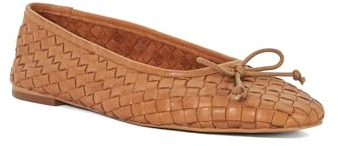 Dune London Ladies Heat Woven Leather Bow Detail Ballet Pumps Size UK 7 Tan