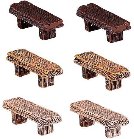 TOGEVAL 6pièces Mini Bancs Résine Décoratifs pour Paysages Adornements Artisanaux avec Finitions Réalistes Couleurs Aléatoires