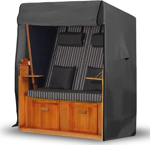 PDSSDM Strandkorb Schutzhülle Winterfest 120 breit passend 110 breit 600D Oxford Gewebe UV-beständig Strandkorbhülle Abdeckung für Strandkorb
