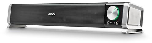 NGS SB500-BT - Barra audio Wireless Bluetooth da 20 W, per PC, TV, Smartphone, Tablet, Audio Stereo, Alimentazione USB, Jack 3,5 mm, Microfono, Uscita Cuffie, plug & play, Compatta