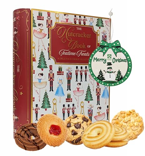 Christmas Nutcracker Soldier Book Biscuit Tin - Decorative Nutcracker Biscuit Tin Filled with Assorted Biscuits 260g & Christmas Tree Decoration. Great Christmas Gifts for Kids, Stocking Fillers