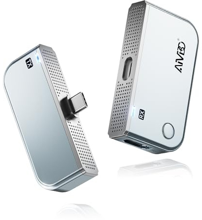 TIMBOOTECH 2026 Trådlös USB C-sändare och -mottagare, 4K HDMI trådlös adapter, 50 m 5,8 G, USB-C till HDMI-skärmspegling för telefon/surfplatta/bärbar dator/PC/TV-box till skärm/projektor/TV (Silver)