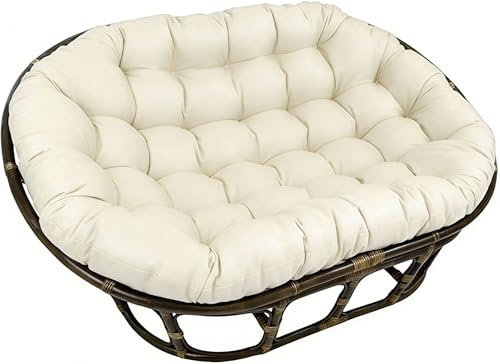 ZTGL Coussin Double Fauteuil Papasan, Impermeable Coussin Fauteuil Papasan Ovale, Gros et Epais Coussin Fauteuil Rotin Exterieur, Coussin Fauteuil Suspendu Oeuf Jardin Exterieur,Beige,170x120cm