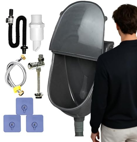 Urinario Montado En La Pared Con Tapa: Calidad Del Aire Optimizada, Urinario Sin Agua, Urinarios Exteriores Montados En La Pared Con Cubierta | Desviador De De Lavado Ajustable Con Manguera Para