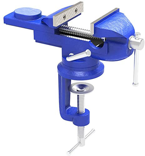 Tornillo de banco de mesa de 50 mm con yunque giratorio 360°, para banco de trabajo
