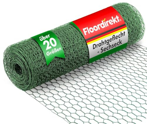 Floordirekt | Rete tripla torsione per animali | Rete per polli per recinto di pollaio e voliera da giardino | Verde, 50 cm (A) / 25 m (L) / 13 mm larghezza delle maglie