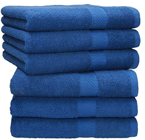 Betz Handtuch 6er Pack Handtücher Set Palermo Größe 50x100 cm 100% Baumwolle - gut trocknend, leichte Qualität - ideal für Sport, Strand, Reisen Farbe blau