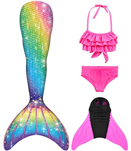 shepretty meerjungfrauenflosse mädchen Neuer Mermaid Tail Badeanzug für Erwachsene und Kinder，fenJCKA09+48-140