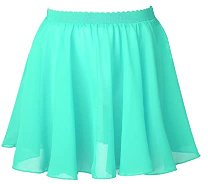 inhzoy Falda de Patinaje Artístico para Niña Chifón Falda de Danza Clásica Cintura Elástica Falda Corta de Ballet Gimnasia Traje de Bailarina Fiesta Azul Lago C 6-12 años