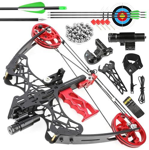 surwolf Kit d'arc à poulies de tir à l'arc,Arc à Boule en Acier de 17 ,Flèches et Boule d'acier,arcs de catapulte de Chasse de 38 LB, pour Le tir à l'arc de Chasse en Plein air