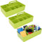 BELLE VOUS (3er Pack Kunststoff Schreibtisch Organizer Grün mit Griff - 17 x 33 x 8 cm - Tragbarer Organizer Schreibtisch Stiftehalter mit 8 Fächern für Schreibwaren, Stifte, Bleistifte & Bürobedarf