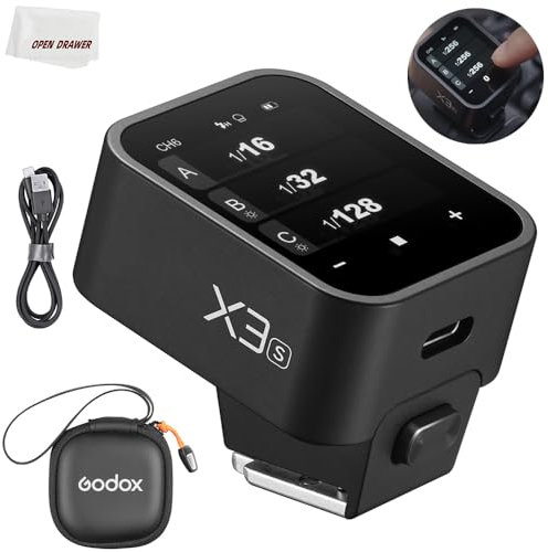 Godox X3S X3-S Trigger, GODOX Blitzauslöser, Touchscreen, TTL, kabelloser Blitzauslöser, mit TCM-Konvertierung, eingebauter 3,7 V 850 mAh Li-Ion-Akku, ca. 7 Tage Standby für Sony-Kameras (X3S)