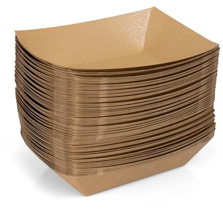 ANTETOK Disposable Dishes 100pcs Kraft Paper Plates and Food Trays Cardboard Party Plates Food Boxes for Chips Burger BBQ Perfect for Birthday Parties and Camping (19.4 * 15 * 4.7cm)