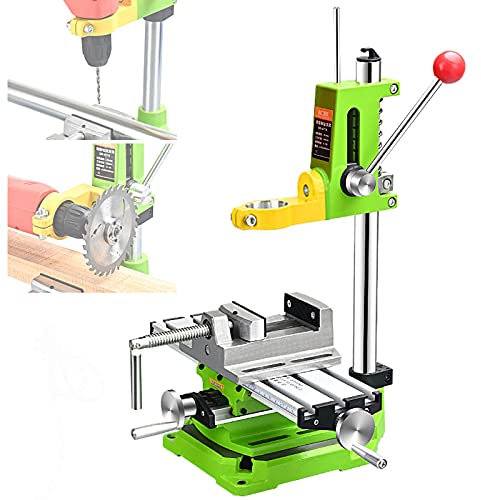 Drill Press Stand, Drill Presses with Vice and Workbench, Multifunction Benchtop Pillar Drill Stand with Jaw Rotation for Clamping Electric Drill for Auxiliary Drilling and Cutting