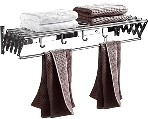 Generico Porte-serviettes à linge Étendoir à aile Cintre rétractable extensible Étendoir à linge Porte-serviettes pliable mural