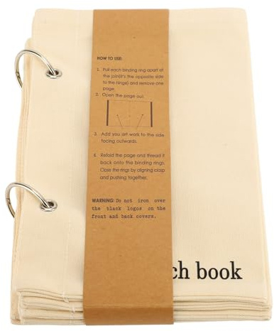 SIXRUN Fabric Notebook, Blank Fabric Sketchbook Linen Folding Portable Travel Journal Fabric Planner Notebook Stitchbook for Drawing Writing